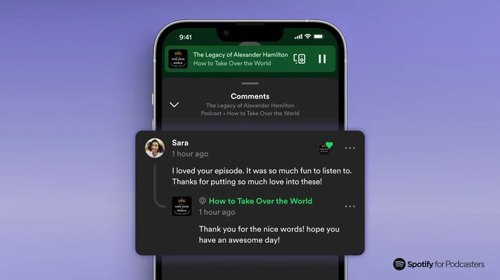 Spotify's comment feature